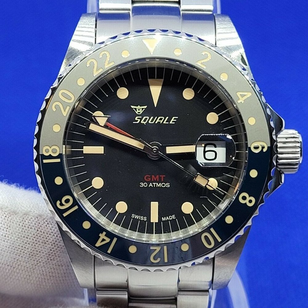 Squale GMT Ceramic Bezel Swiss Automatic Stainless